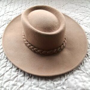 100% Wool Camel Wide-Brim Hat 🐪 with Braided Band
